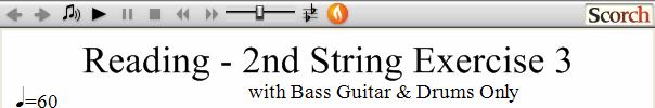 Reading Guitar 2nd String Ex. 3 Bass Guitar & Drums