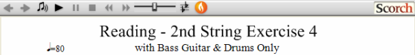 Reading Guitar 2nd String Ex. 4 Bass Guitar & Drums