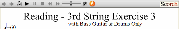 Reading Guitar 3rd String Ex. 3 Bass Guitar & Drums Only