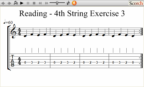 Reading Guitar 4th String Ex. 3