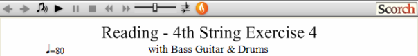 Reading Guitar 4th String Ex. 4 Bass Guitar & Drums