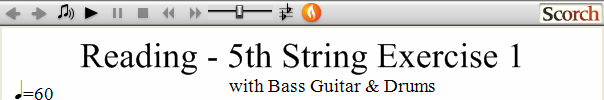 Reading Guitar 5th String Ex. 1 Bass Guitar & Drums