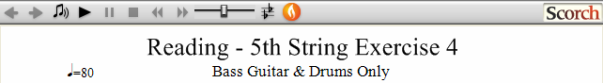 Reading Guitar 5th String Ex. 4 Bass Guitar & Drums