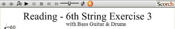 Reading Guitar 6th String Ex. 3 Bass Guitar & Drums